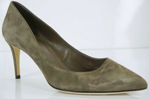 Gucci Brooke Classic Taupe Distressed Suede Pointed Toe Pump SZ 38 New